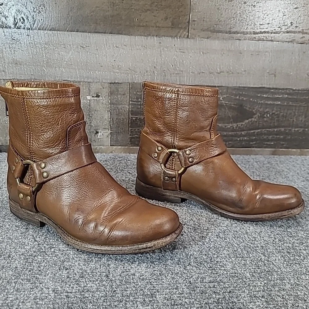 FRYE Phillip Harness Short Boots Women's‎ Size 7 B - Brown
